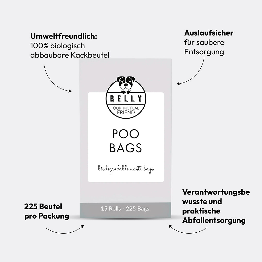 Biologisch abbaubare Poo -Taschen - 15 Rollen - 225 Beutel