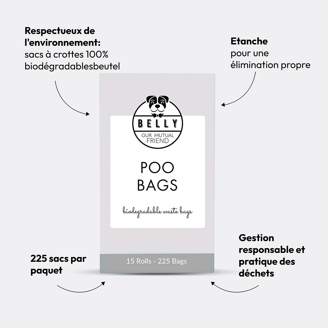 Sacs de caca biodégradables - 15 rouleaux - 225 sacs